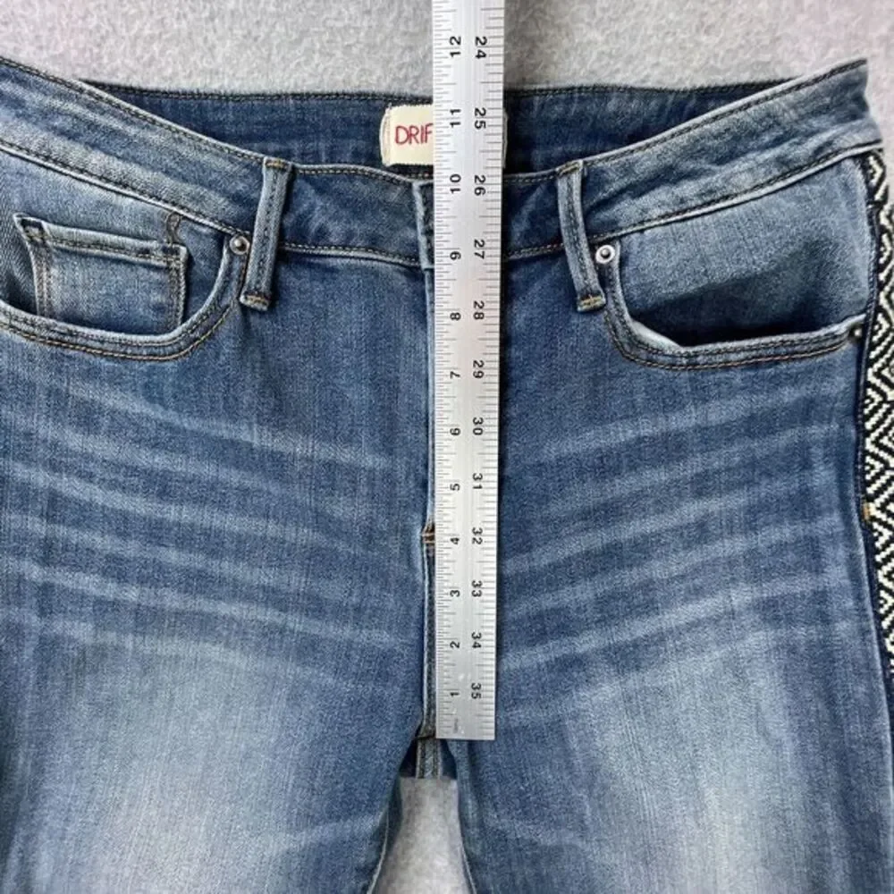 Driftwood Jackie High Rise Jeans Womens Sz 28 x 28 Geometric Stripe Embroidered - Picture 5 of 15